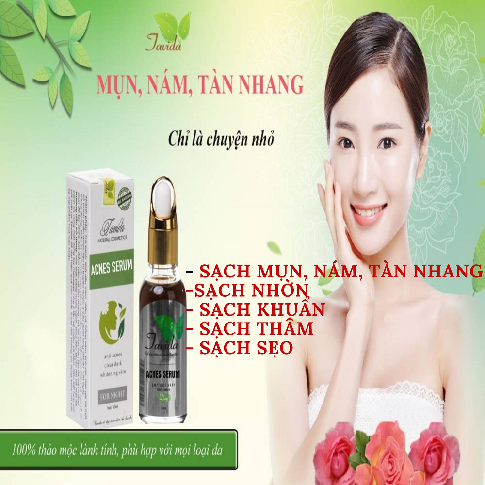 Combo tinh chất serum tái tạo da làm sạch mụn-nám-tàn nhang ngày và đêm tavida sạch mụn sạch nám. trả lại cho bạn làng da mịn màng trắng sáng.