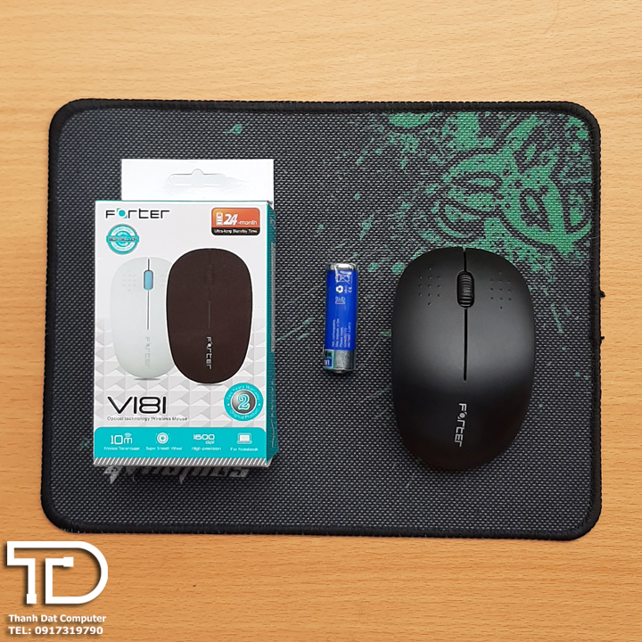 Chuột không dây Forter V181 chính hãng bảo hành 12 tháng, tặng kèm pin và lót chuột