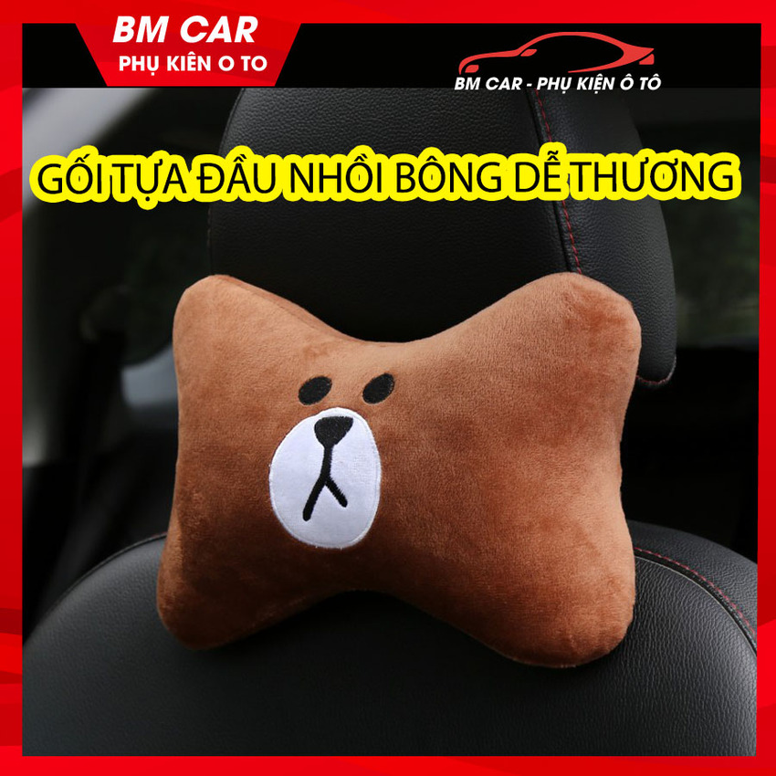 Gối tựa đầu ô tô, xe hơi hình Gấu SIÊU CẤP ĐÁNG YÊU
