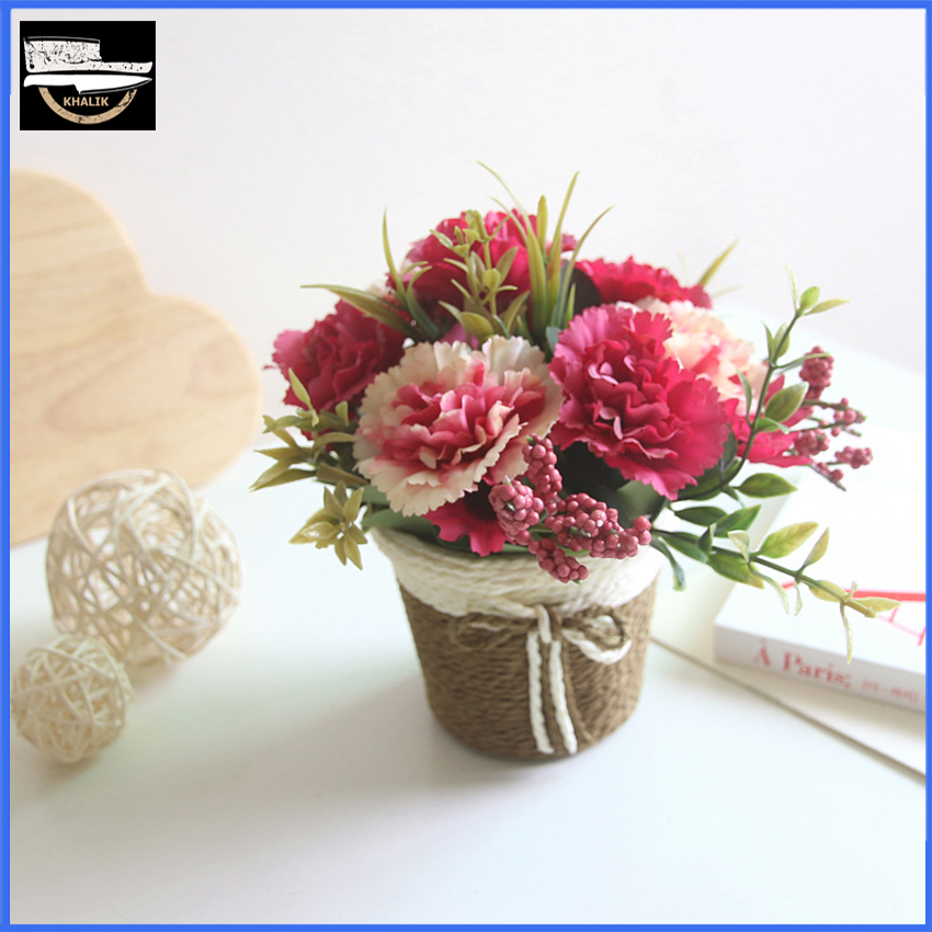 Hoa giả để bàn chậu hoa cẩm chướng trang trí bàn - HF002  (nhiều màu lựa chọn)