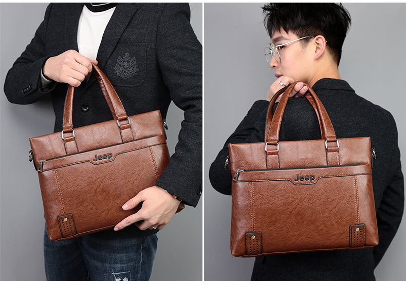 [XẢ KHO 3 NGÀY] Túi da Jeep, cặp Jeep đeo vai nam, cặp văn phòng Jeep, giỏ xách tay bằng da cho văn phòng. Chất liệu Napan Leather mềm mại chống nhăn, khóa Inox. TẶNG DÂY ĐEO VAI 30K. Aone mall
