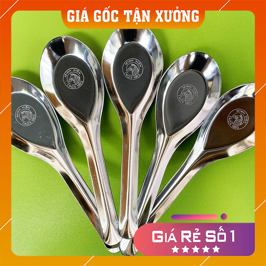 Combo 5 muỗng canh vuông Inox chất lượng hình thức đẹp sử dụng để ăn cơm canh chất liệu 100% Inox bóng loáng kích thước 15.5 x 4.5 cm giá lẻ rẻ như giá buôn - Nhà Của Bạn