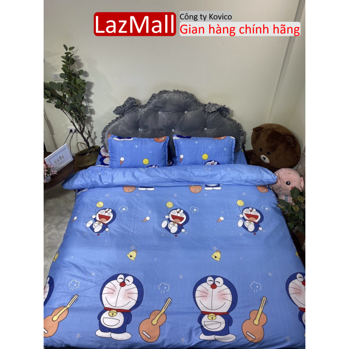 Ga trải giường,Drap ga giường vải cotton poly,đủ kích thước mẫu doremon đàn Sunzin  Kho chăn ga gối, ga giường, drap giường