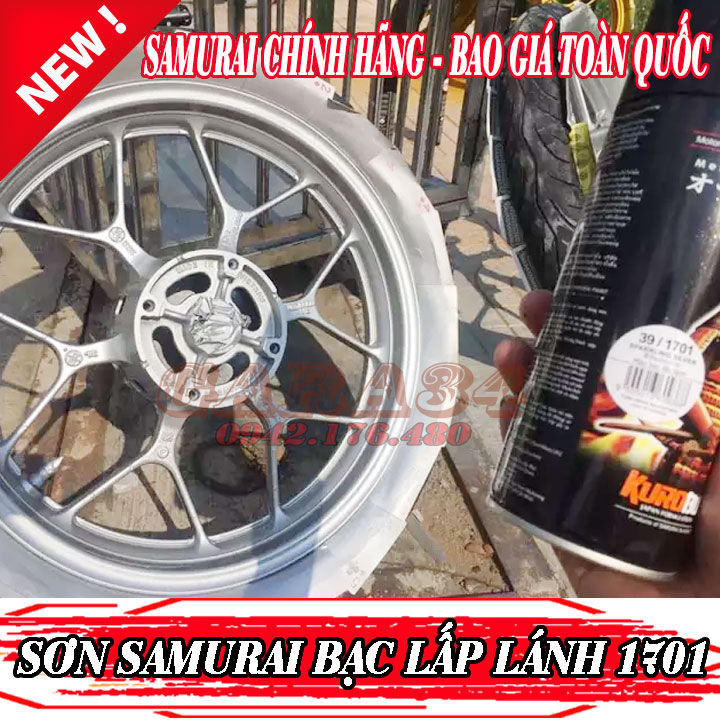 Combo sơn samurai màu bạc lấp lánh 1701 4 bước