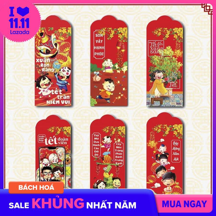 Combo 500 bao lì xì tết canh tý 2020, giao đủ mẫu, mẫu tết đoàn viên - bì lì xì