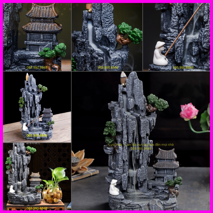 Thác Khói Trầm Hương, Thác Trầm Khói Ngược hình Non Bộ có thể dùng để trang trí hồ các giúp hút tài lộc, tụ vượng khí