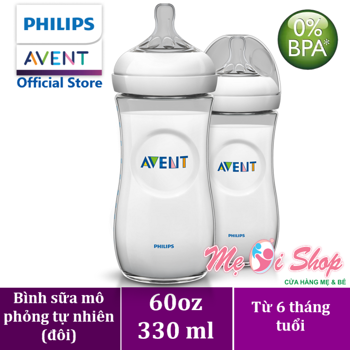 Bình sữa bằng nhựa Philips Avent không có BPA 330ml - đôi