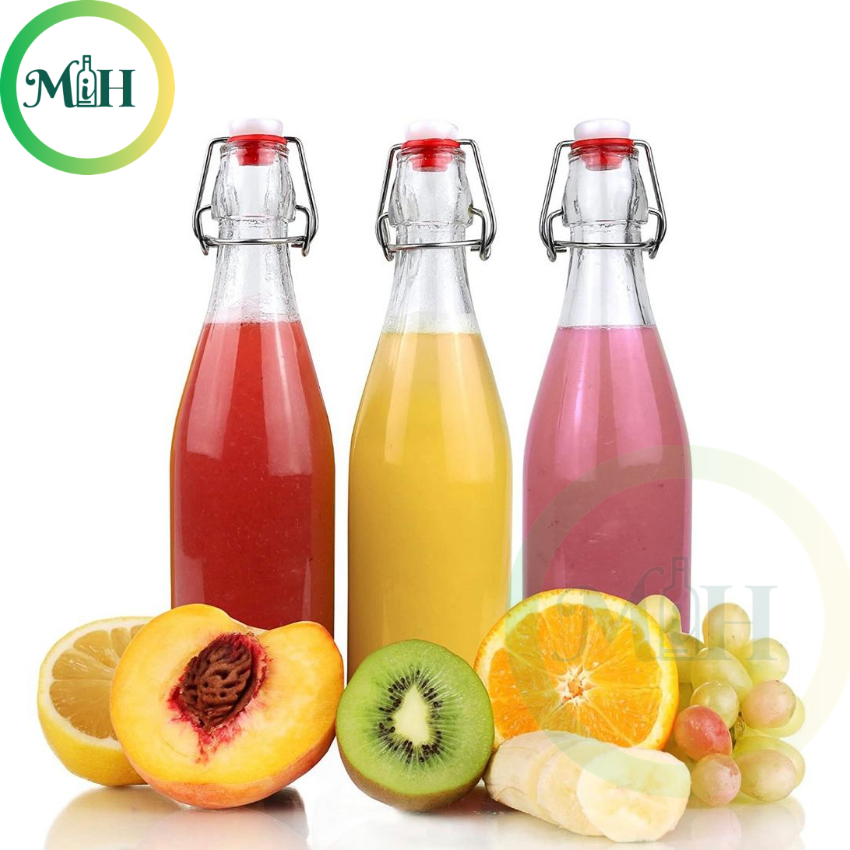 [HCM]Bình đựng nước thuỷ tinh có nắp cài an toàn dung tích 500ml MH-J013