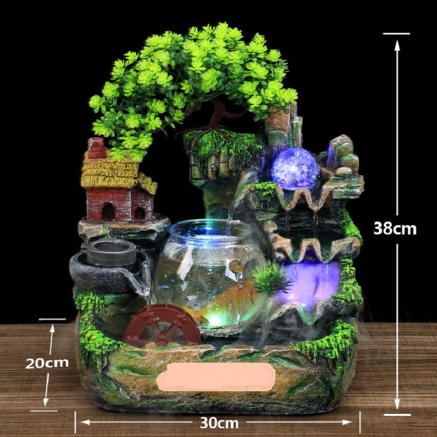 Thác nước phong thuỷ tiểu cảnh non bộ bể cá phong thủy tặng miễn phí máy phun sương tạo khói đổi màu TN04