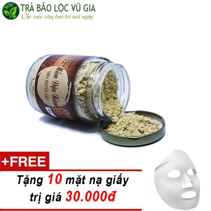 Mầm Đậu Nành Nguyên Chất Bảo Lộc VG Farm (hũ/100gr) + Tặng 10 Mặt Nạ Giấy Đắp Mặt ( tăng vòng kích thước vòng 1 ) [ Đã được kiểm nghiệm y tế ]