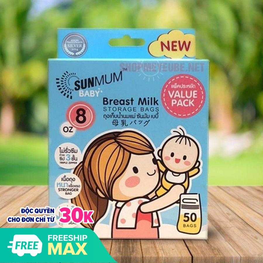 Túi trữ sữa Sunmum Thái Lan 250ml - Hộp 50 túi