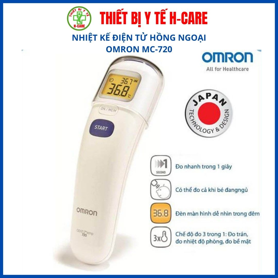 Nhiệt kế điện tử hồng ngoại Omron MC-720 (Nhật bản) - Đo trán từ xa kiểm tra nhiệt độ cơ thể, bề mặt vật thể như bình sữa, nhiệt độ phòng chính xác, an toàn, tin cậy - Bảo hành 2 năm chính hãng [TBYT H-Care]