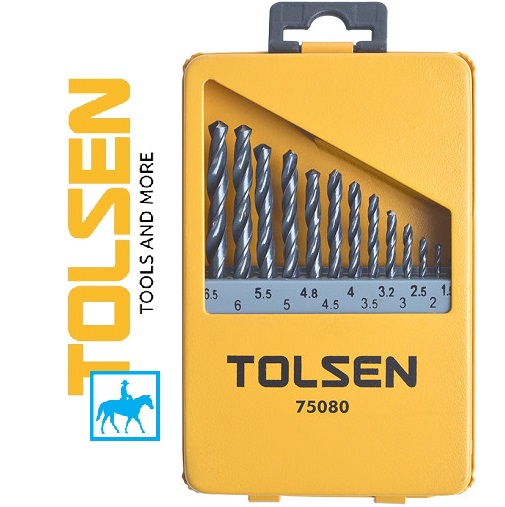 Bộ 13 mũi khoan kim loại sắt gỗ din338 hss tolsen 75080