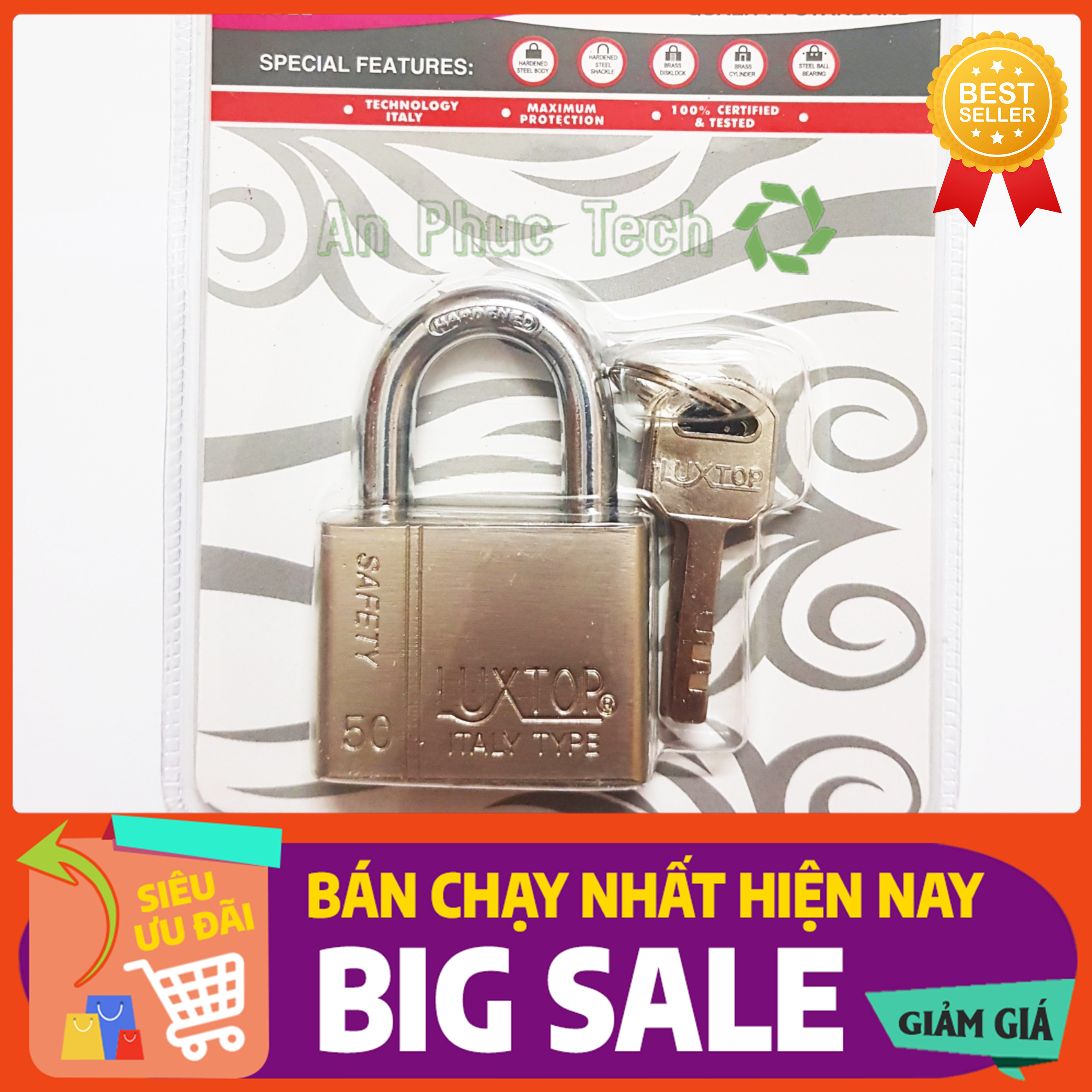 Khoá chống trộm Luxtop 50mm chính hãng