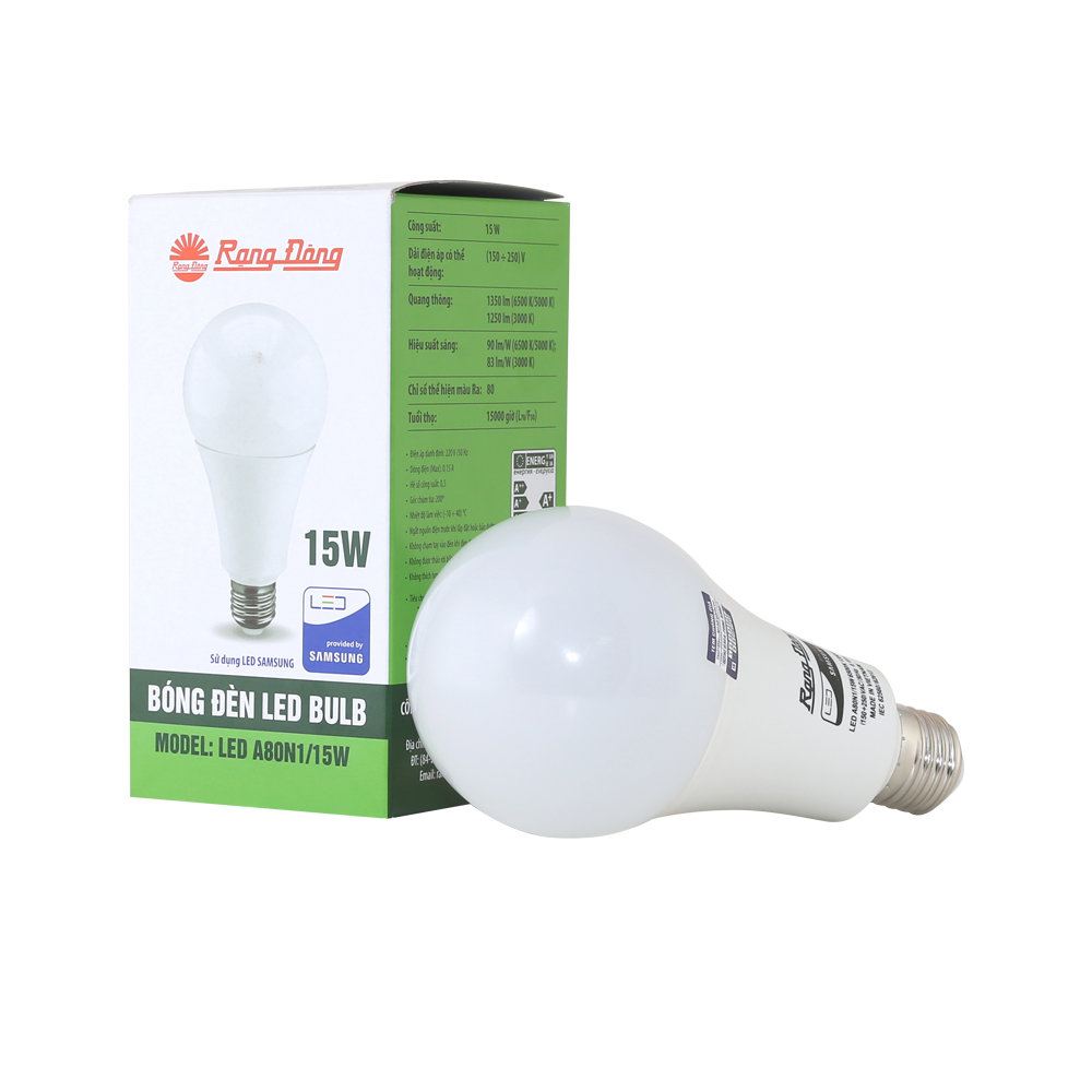 Bóng đèn led bulb rạng đông a80n1/15w