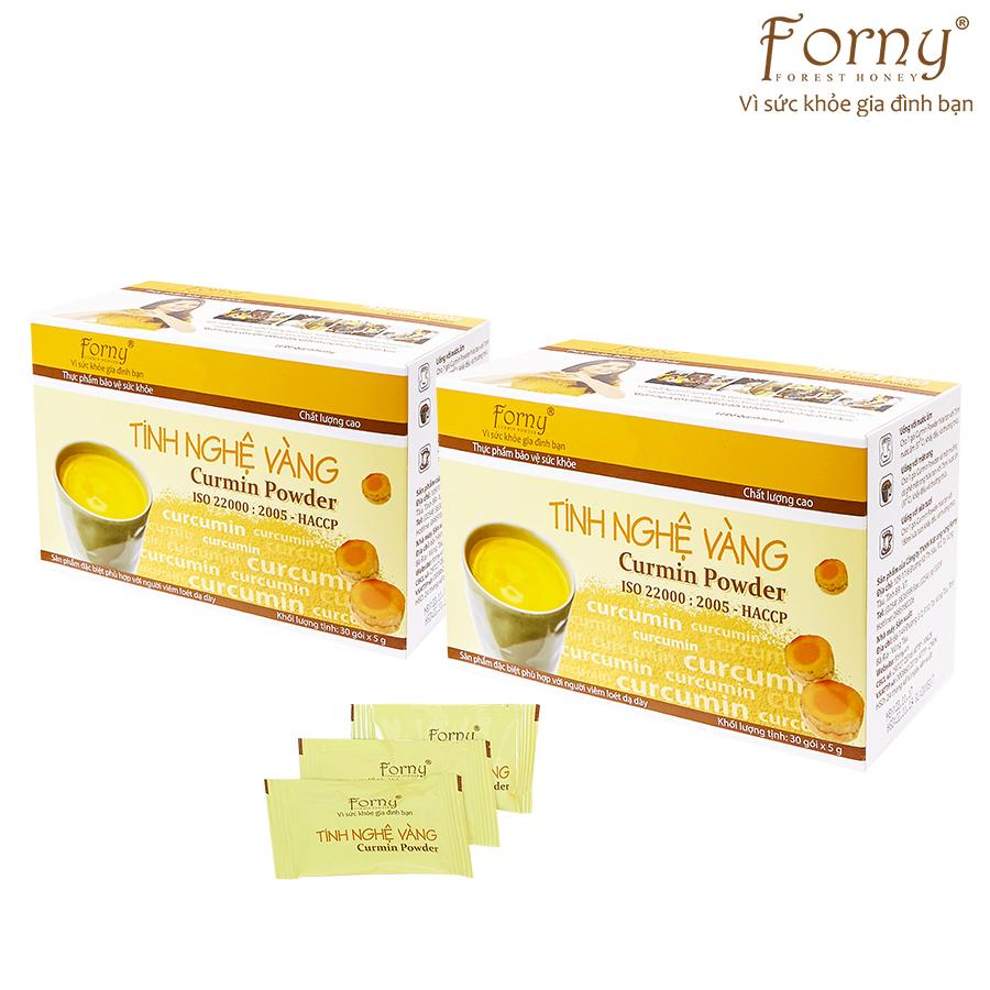 2 Tinh nghệ vàng Forny 150g FS(30 gói x 5g) (Hộp giấy) (Phù hợp với người viêm loét dạ dày, phụ nữ sau sinh hồi phục sức khỏe và sắc đẹp, người sử dụng rượu bia thường xuyên, tốt cho hệ tiêu hóa) (tinh bột nghệ) (Tinh bột nghệ nguyên chất)