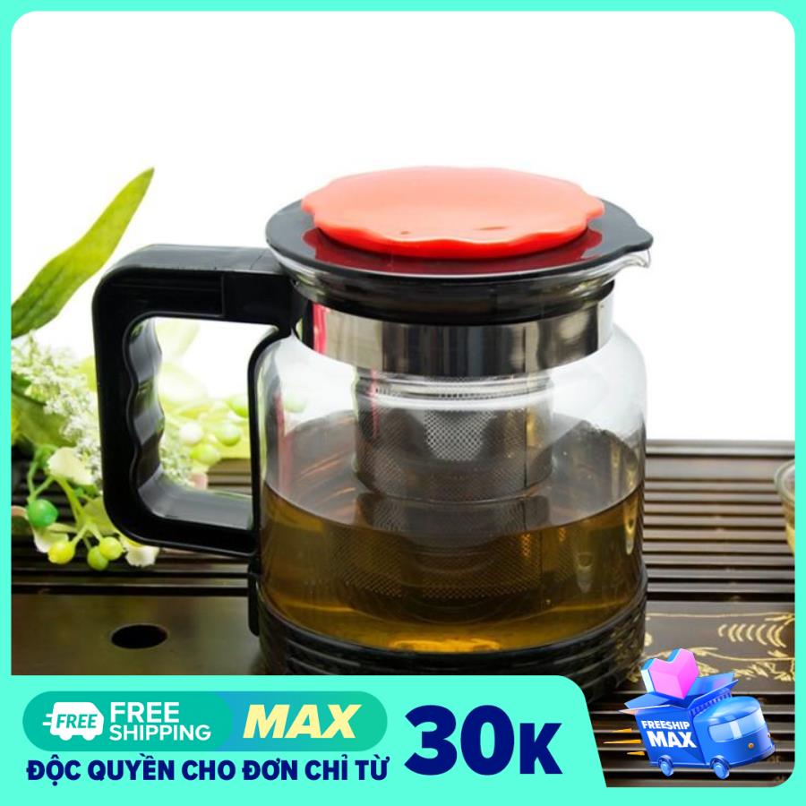Ấm pha trà và cafe đầu lọc inox 1800ml - ấm pha trà glass teapot cao cấp 1.8l - bình pha trà có lõi lọc - bình lọc trà -bình pha trà và cà phê 1800 ml - bình đựng trà có lõi lọc cao cấp home wares
