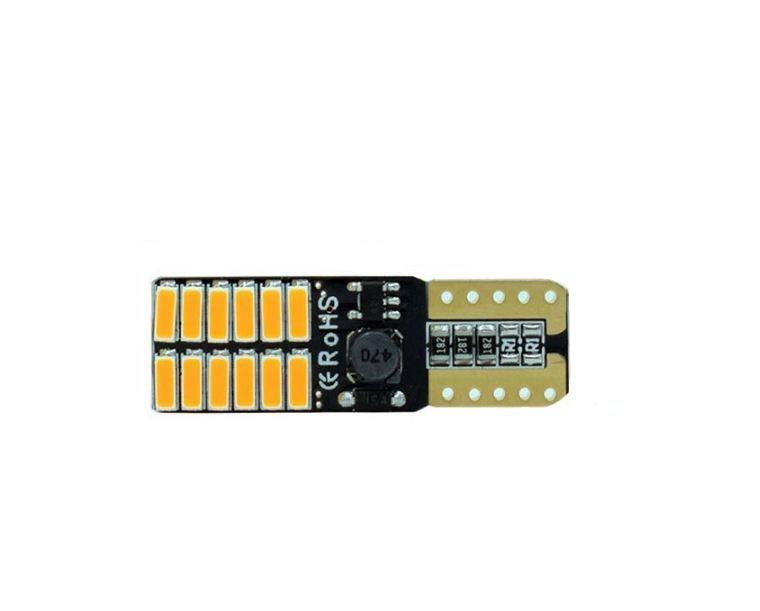 Bộ 2 đèn led T10 24 SMD 4014 dùng làm đèn demi, trần, soi biển số,đèn sương mù ánh sáng màu hổ phách