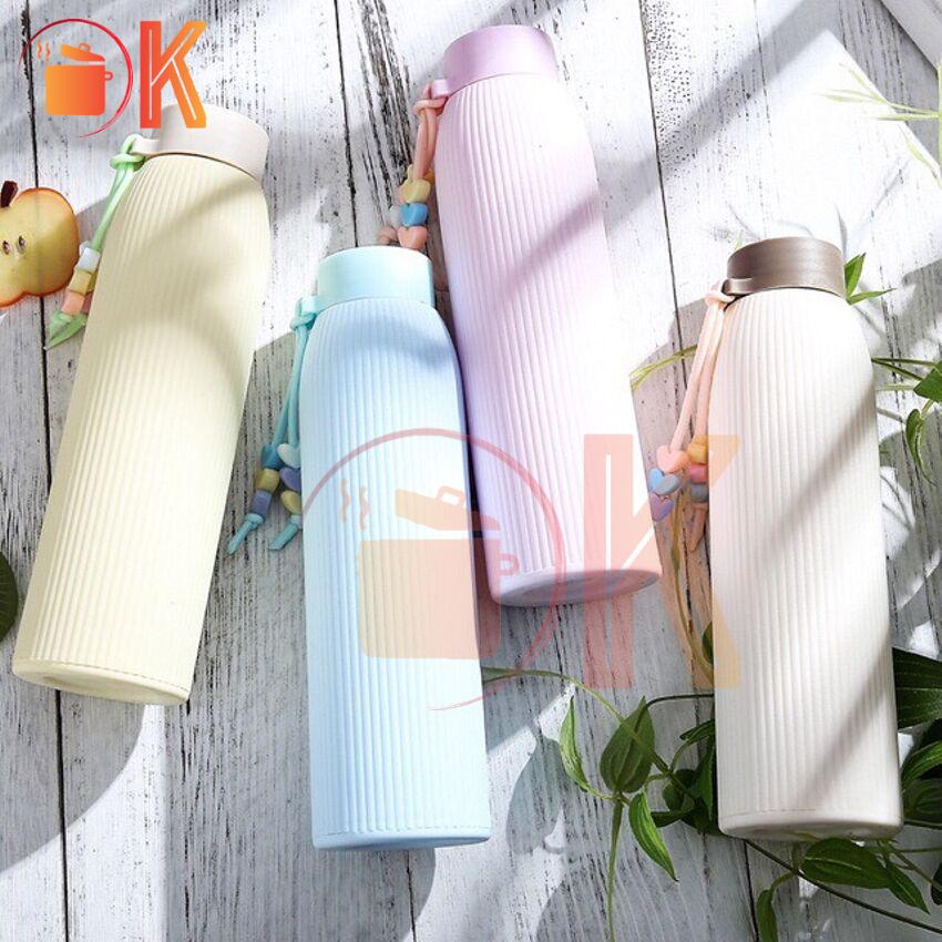 Bình giữ nhiệt lõi thuỷ tinh hình lúa mạch có miếng dán màu sắc tp-a016