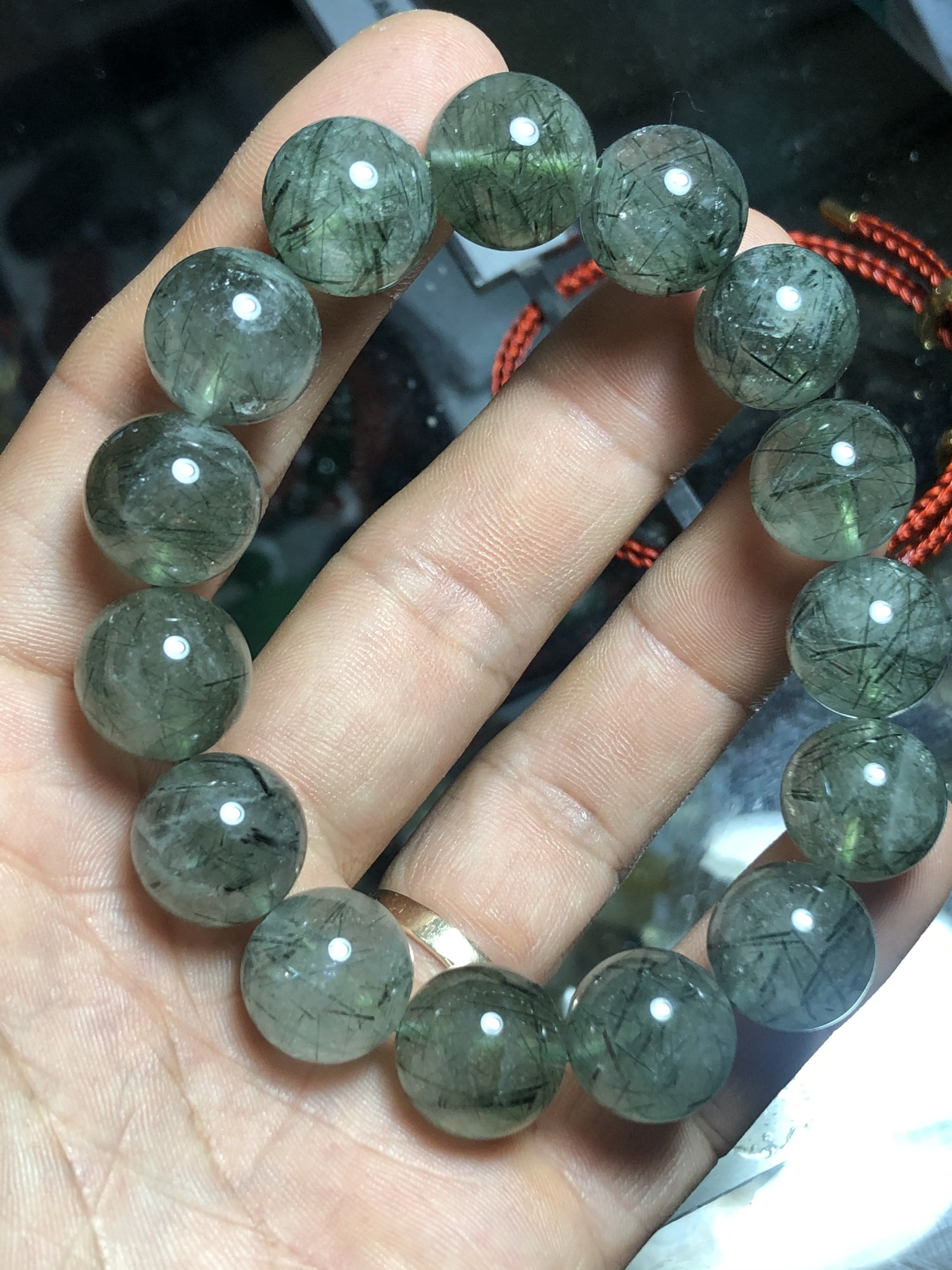 [FreeshipMAX] vòng tay thạch anh tóc xanh 14mm