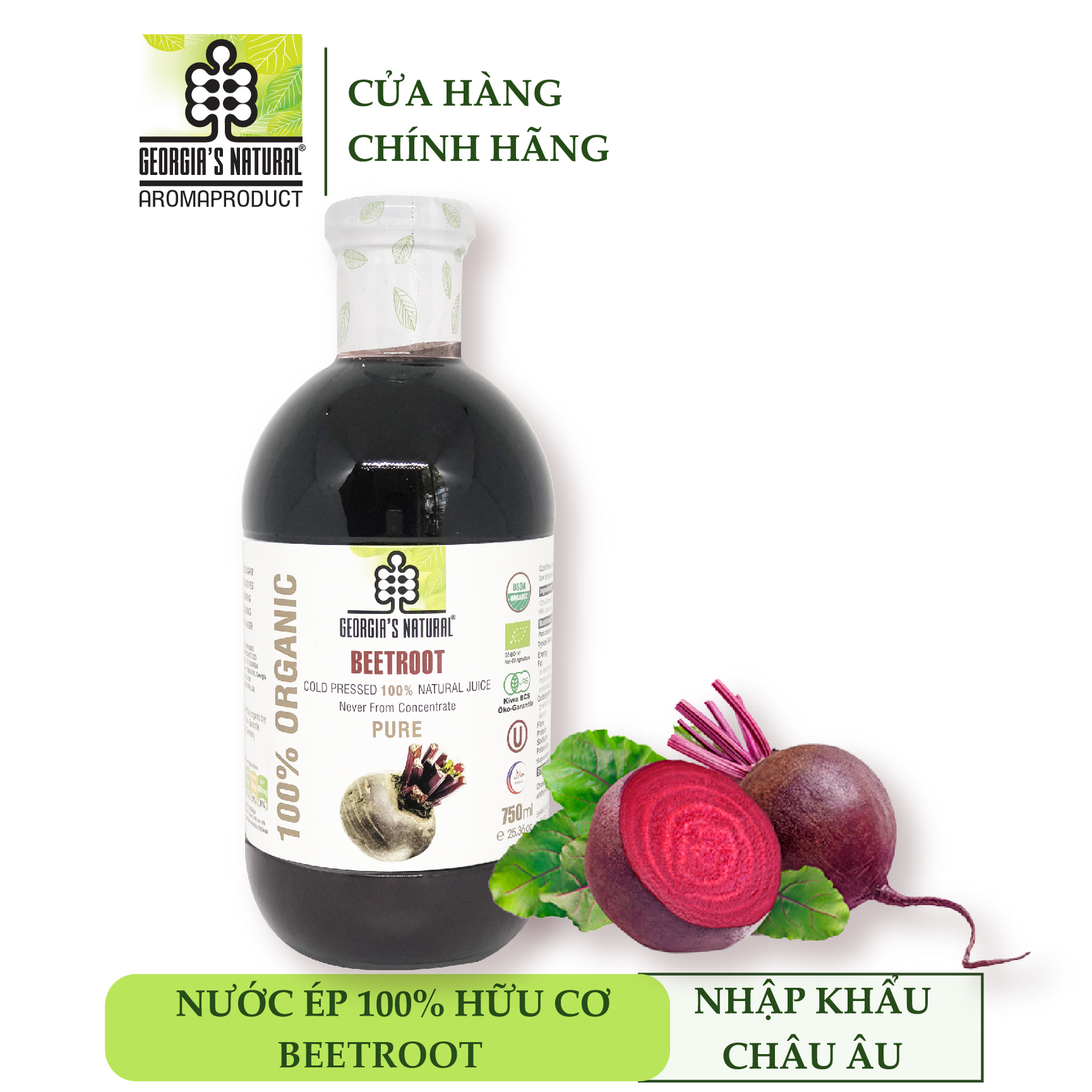 Nước Ép 100% Hữu Cơ Củ Dền Đỏ Beetroot - Georgia's Natural - 750ml