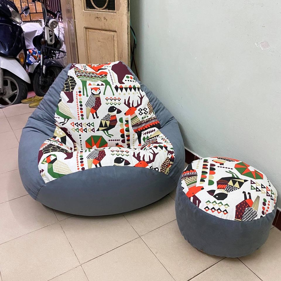 Ghế lười dáng lê họa tiết hình thú size L