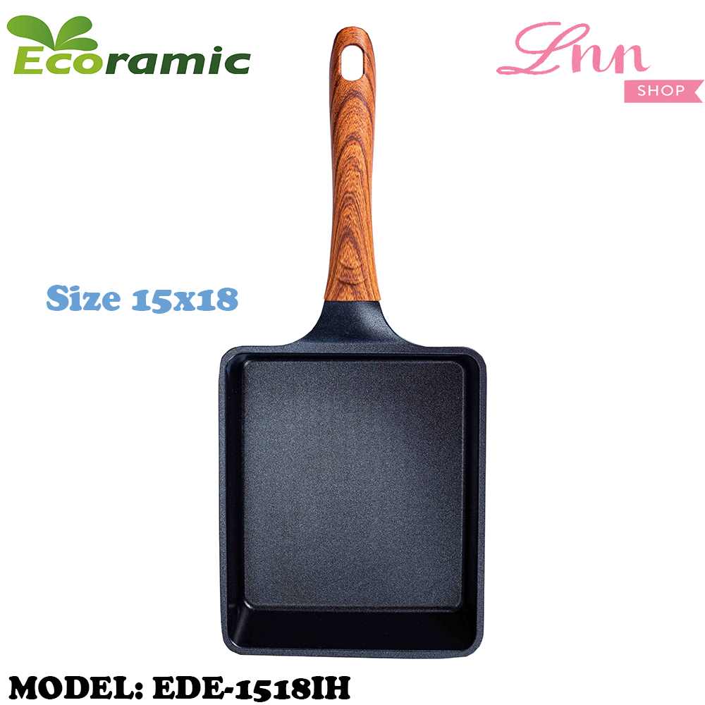 Chảo chống dính đúc trứng ecoramic hàn quốc ede-1518ih size 15x18 | đúc nguyên khối | lớp tráng men cao cấp theo công nghệ hàn quốc | không chì, không cadimi, không pfoa | cam kết chính hãng