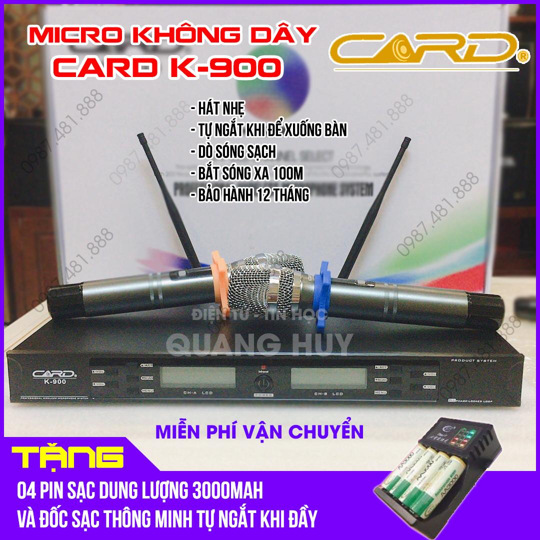 Micro không dây card k-900 tặng 04 pin sạc 3000mah và sạc tự ngắt khi đầy