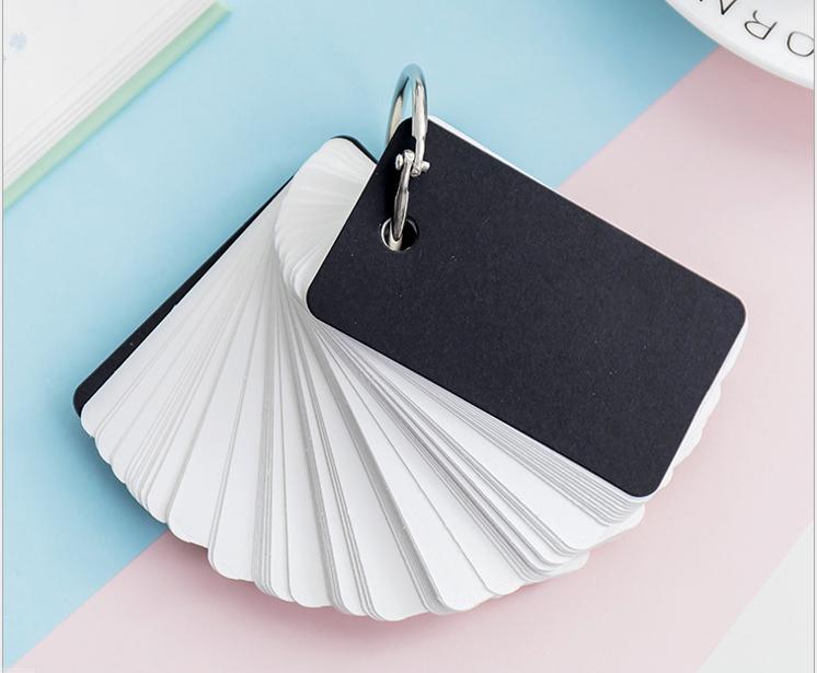 [HCM]Hàng cao cấp-100 thẻ flashcard trắng siêu dày bo góc 5x8 cm tặng kèm khoen