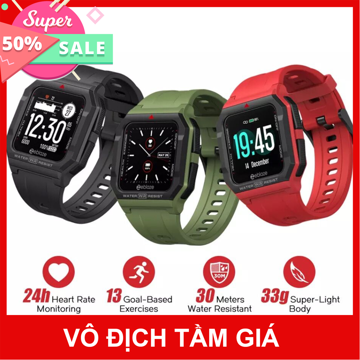 [SẴN HÀNG] Đồng Hồ Thông Minh Zeblaze Ares 33g 1.3-inch IPS Theo Dõi Nhịp Tim Pin 15 Ngày Cho Android IOS