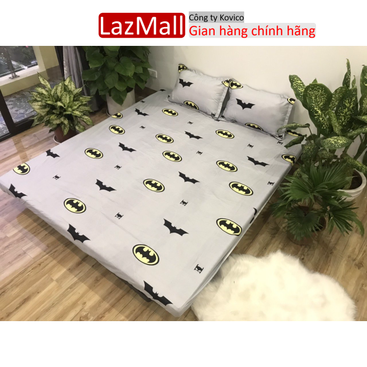 Bộ ga gối cotton poly 3 món họa tiết mẫu người dơi Sunzin Kho chăn ga gối, ga giường, drap giường