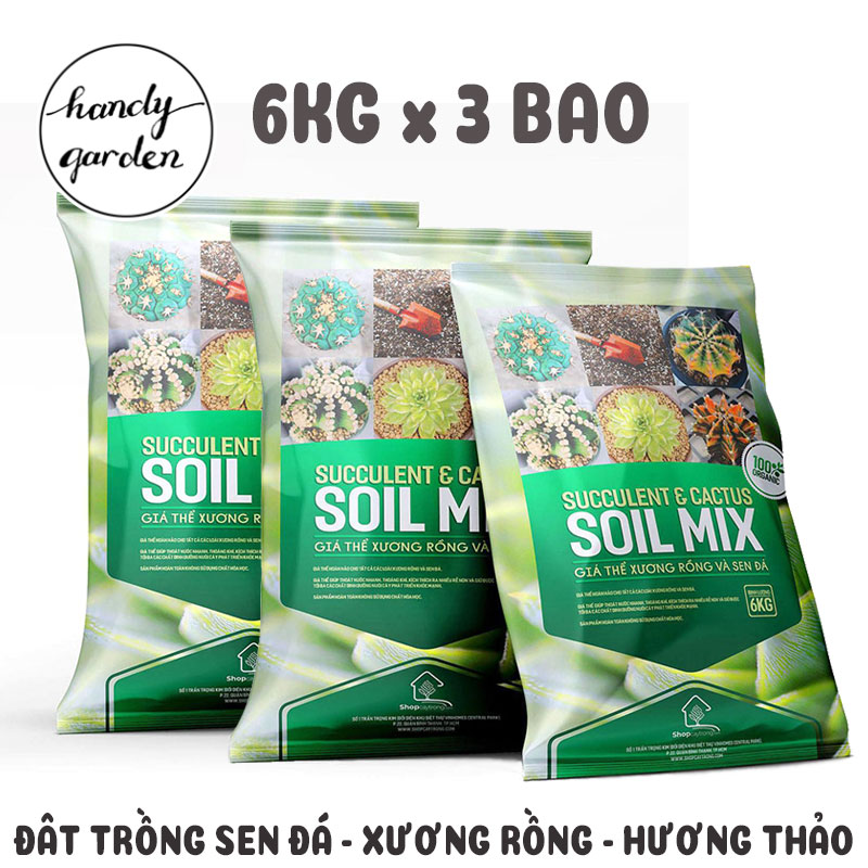 [HCM]18kg Đất Soil Mix BA - 3 Bao giá thể trồng sen đá xương rồng hương thảo - Gồm đá Pumice đá Perlite Rêu than bùn Peatman Vỏ Thông Habitat Phân trùn quế