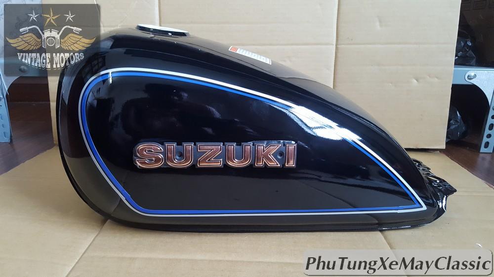 Bình Xăng SU GN sơn sẵn - tem SUZUKI phù hợp độ classic Cafe Racer