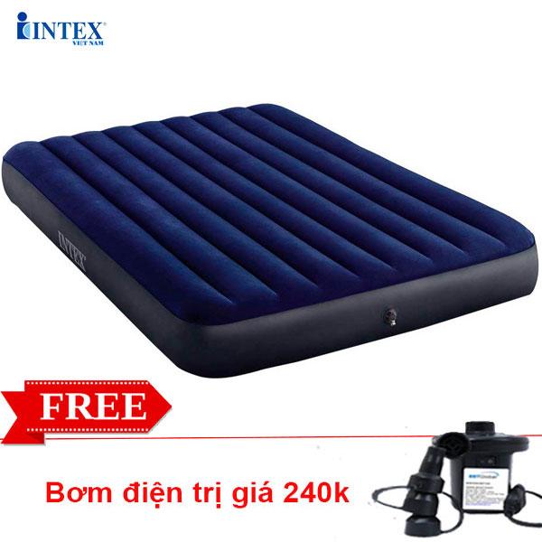 SẢN PHẨM INTEX CHÍNH HÃNG Đệm hơi đôi công nghệ mới 1m52 INTEX 64759 + Tặng bơm điện 2 chiều