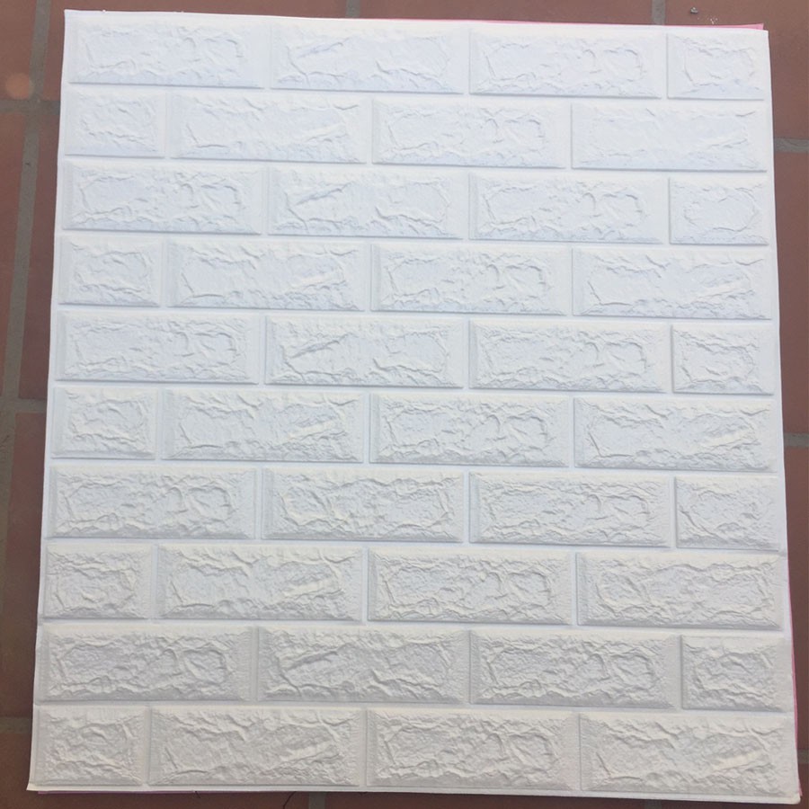 Bộ 5 miếng xốp dán tường 3D giả gạch (Màu Trắng) / Chịu lực, chống nước, chống ẩm mốc / 70 x 77 cm