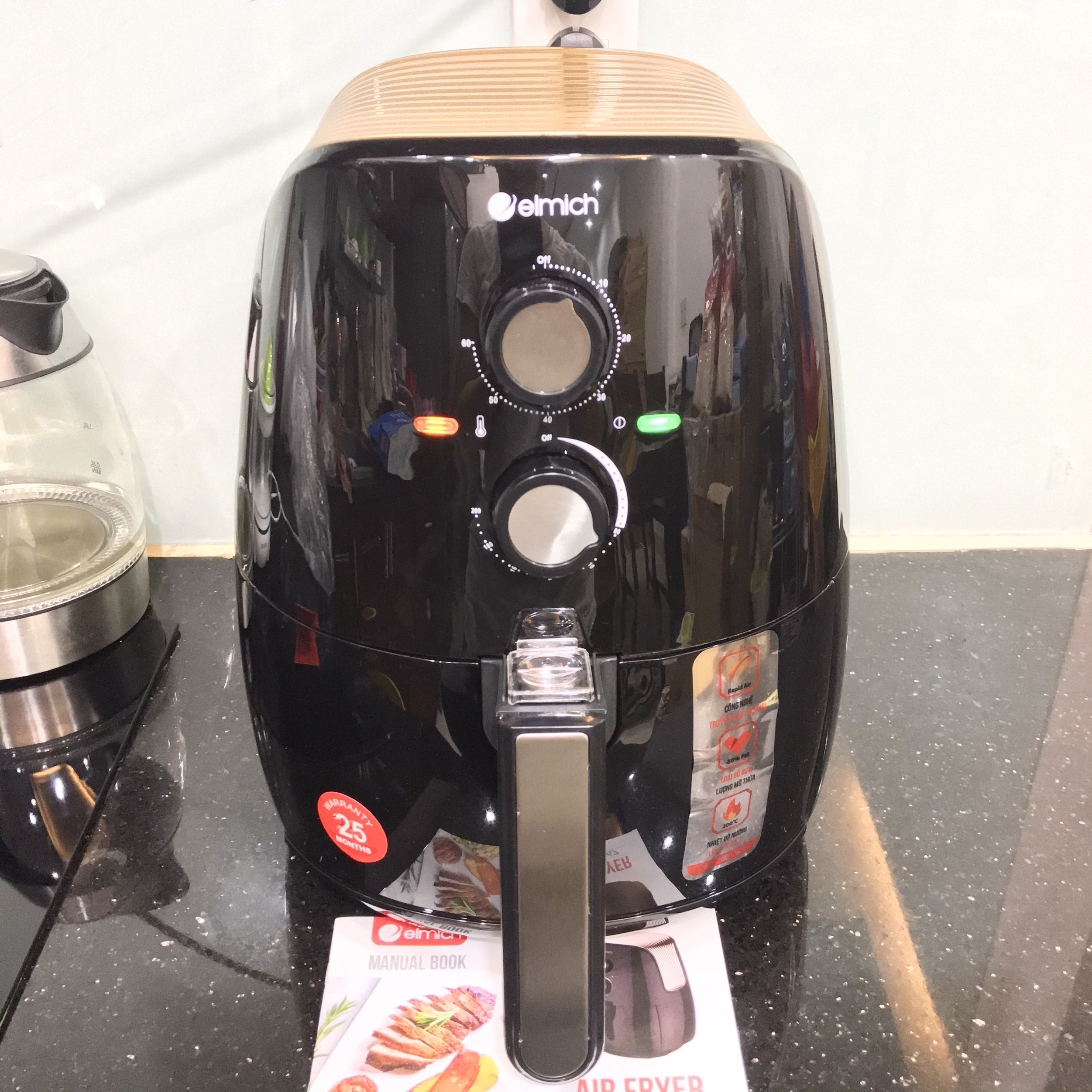 Nồi chiên không dầu cao cấp elmich afe-3947 - dung tích 3.2l - công suất 1500w - giảm chất béo trong thực phẩm - bảo hành 25 tháng