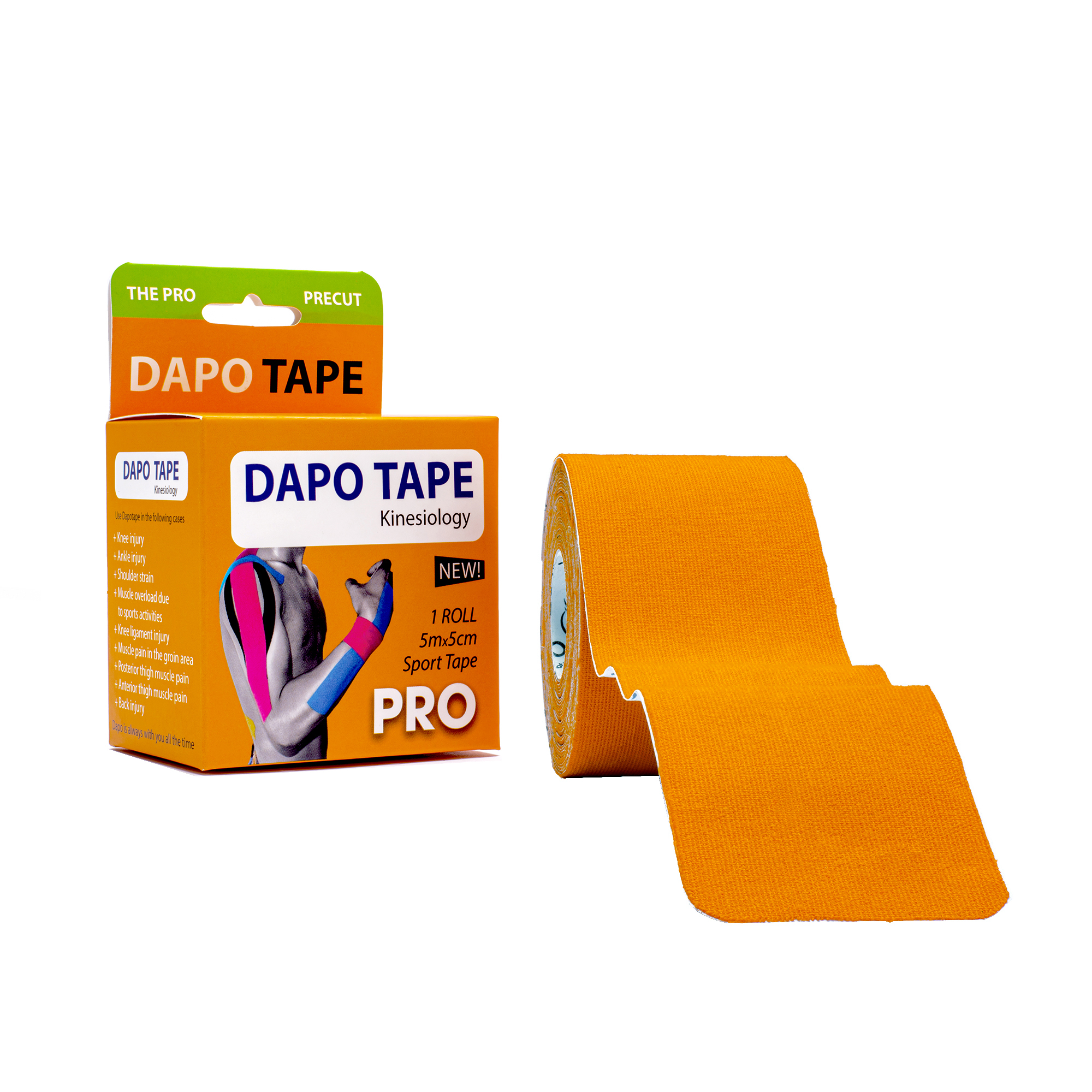 [Sợi Cotton Cắt Sẵn] Băng Dán Cơ Thể Thao Dapo Tape Pro Màu Cam