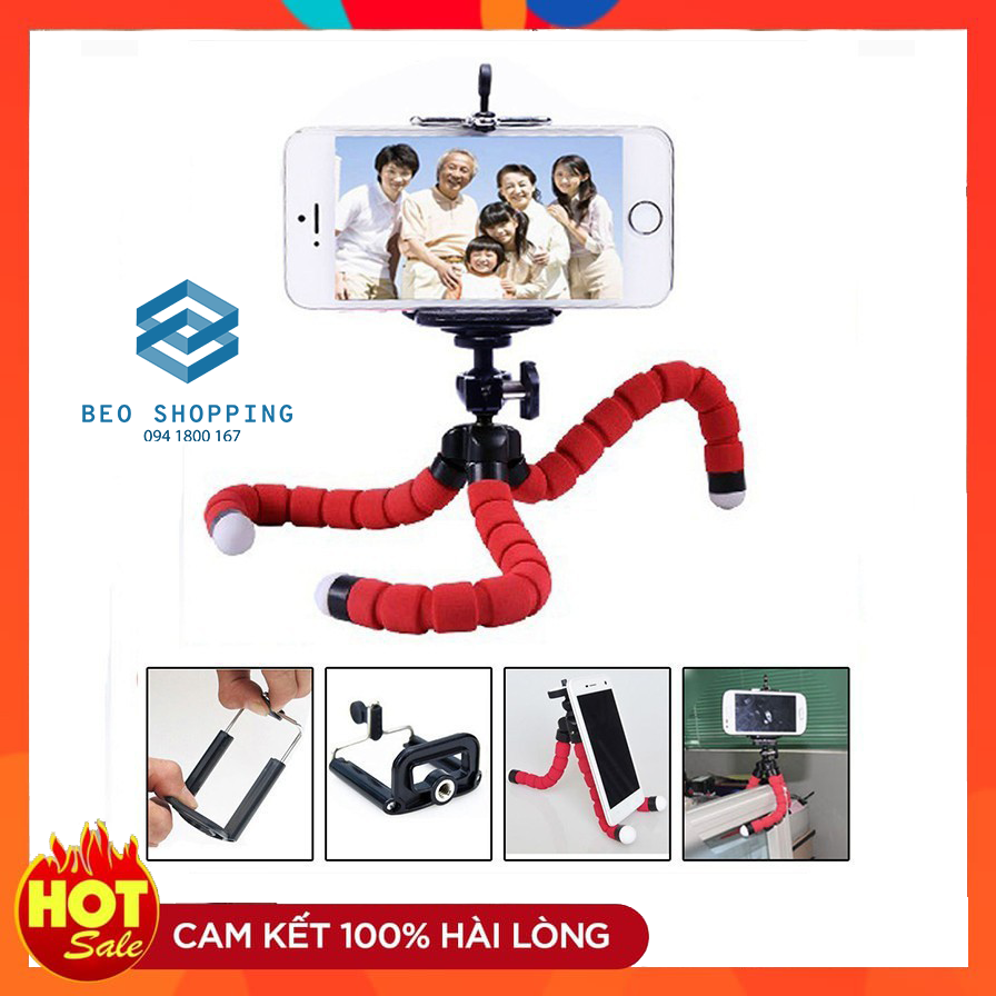 Tripod 3 chân bạch tuộc nhện - tặng kèm đầu kẹp điện thoại - 3 màu