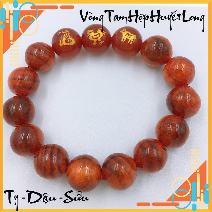 [GIẢM GIÁ SÂU] Vòng tam hợp Tỵ- Dâu- Sửu bằng gỗ huyết long