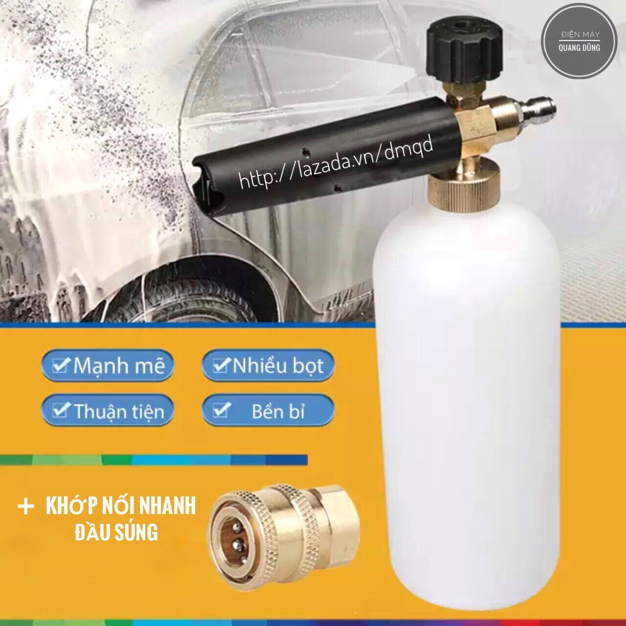 Combo Bình tạo bọt tuyết cao cấp + Đầu cái nối nhanh 1/4 (14mm)