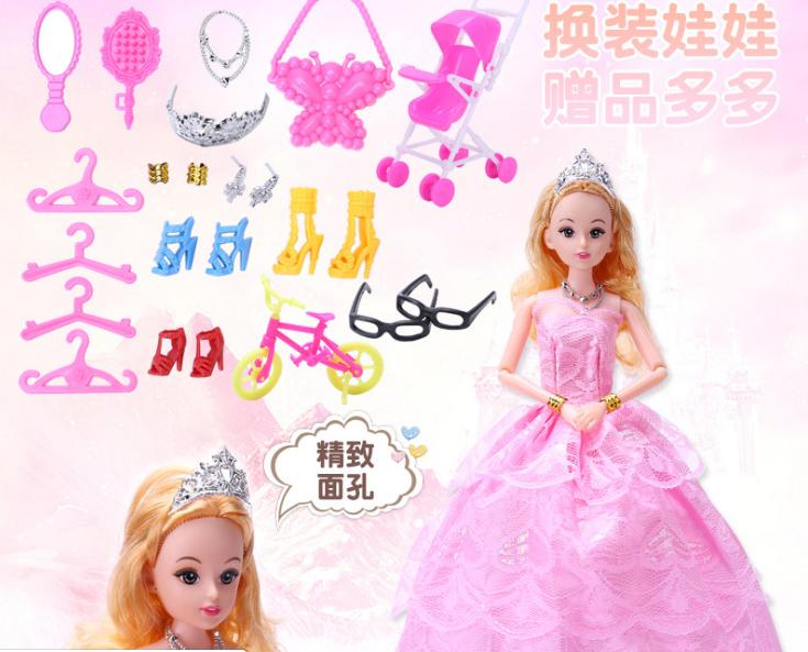 Búp bê barbie cơ thể 12 khớp hồng phấn cho bé