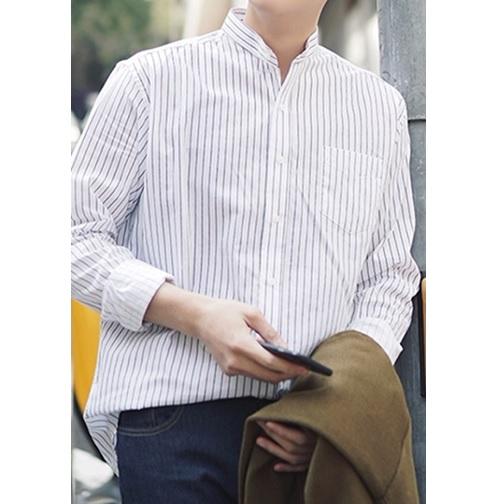 [HCM]Áo sơ mi nam dài tay cổ trụ style Hàn Quốc