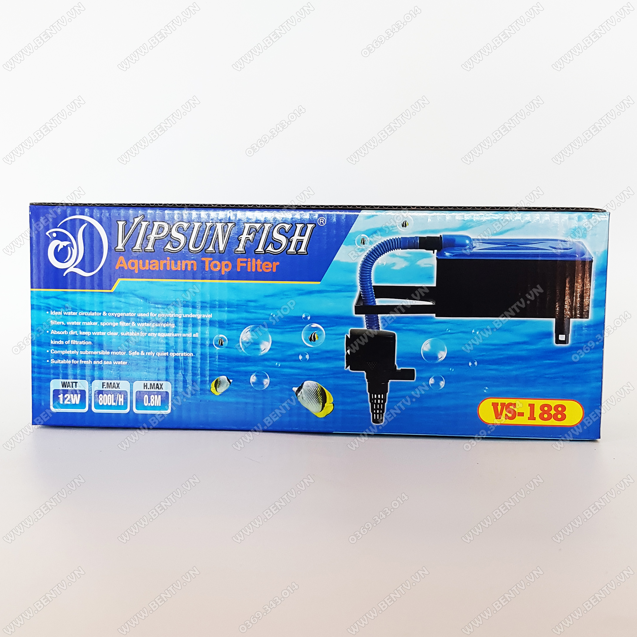 Bộ máng và máy bơm lọc nước hồ cá vipsun fish vs-188