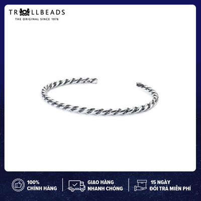 Trollbeads kiềng tay bạc cao cấp twisted silver bangle