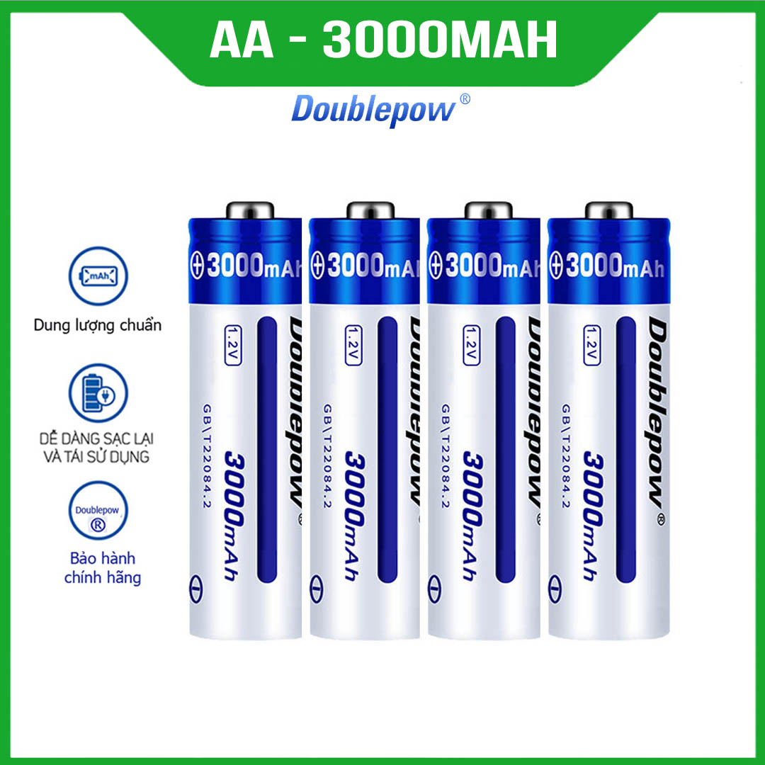 Pin tiểu sạc AA 3000mAh Doublepow cao cấp - Bảo hành chính hãng