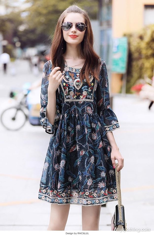 Đầm hàng hiệu RMO suông thêu xịn sò