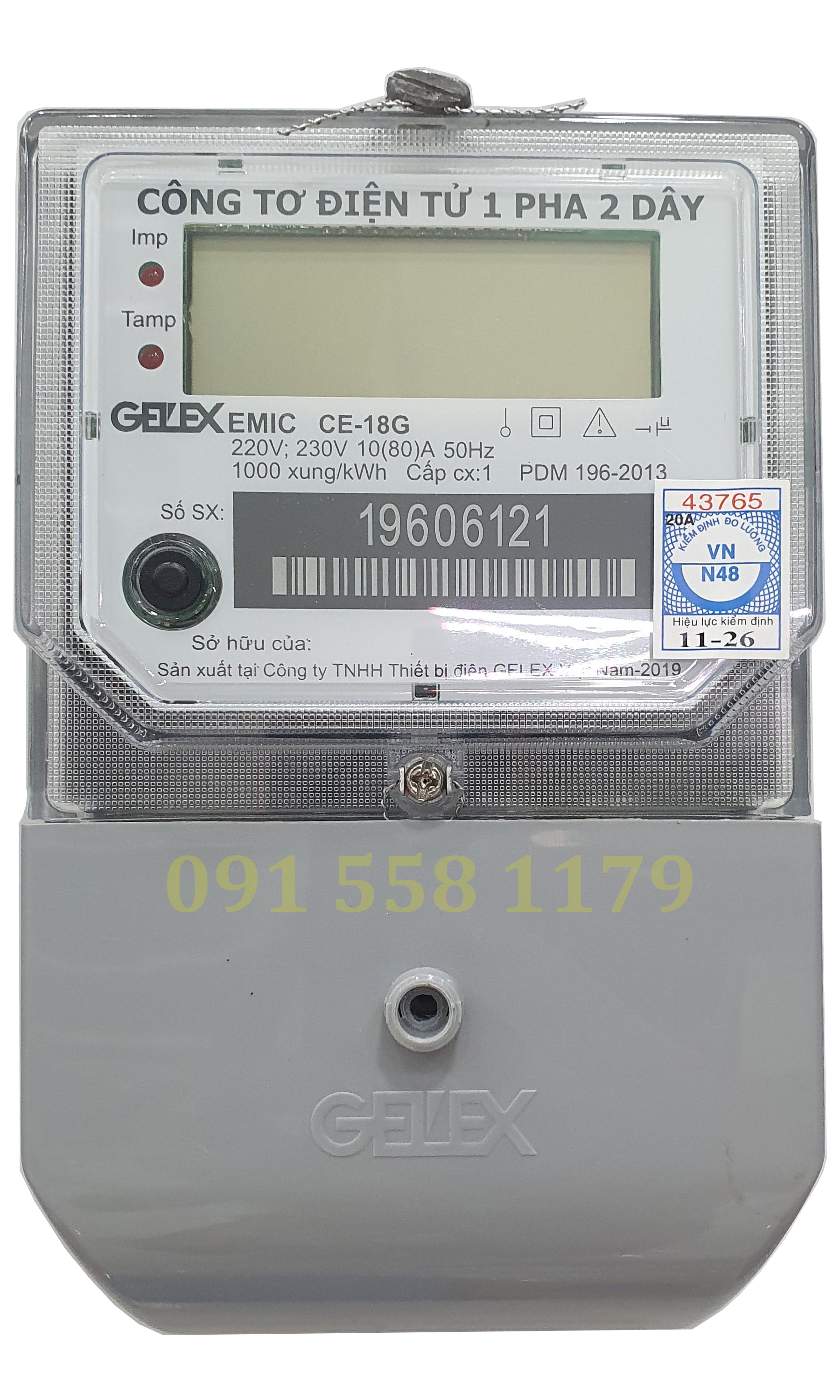 Công tơ điện tử 1 pha emic ce-18g dòng 10a đã kiểm định điện lực