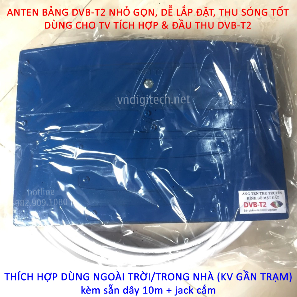 ANTEN BẢNG LTP THU SÓNG TRUYỀN HÌNH SỐ DVB-T2 KÈM DÂY 13met DÙNG CHO TIVI TÍCH HỢP VÀ ĐẦU THU DVB-T2 (xanh)