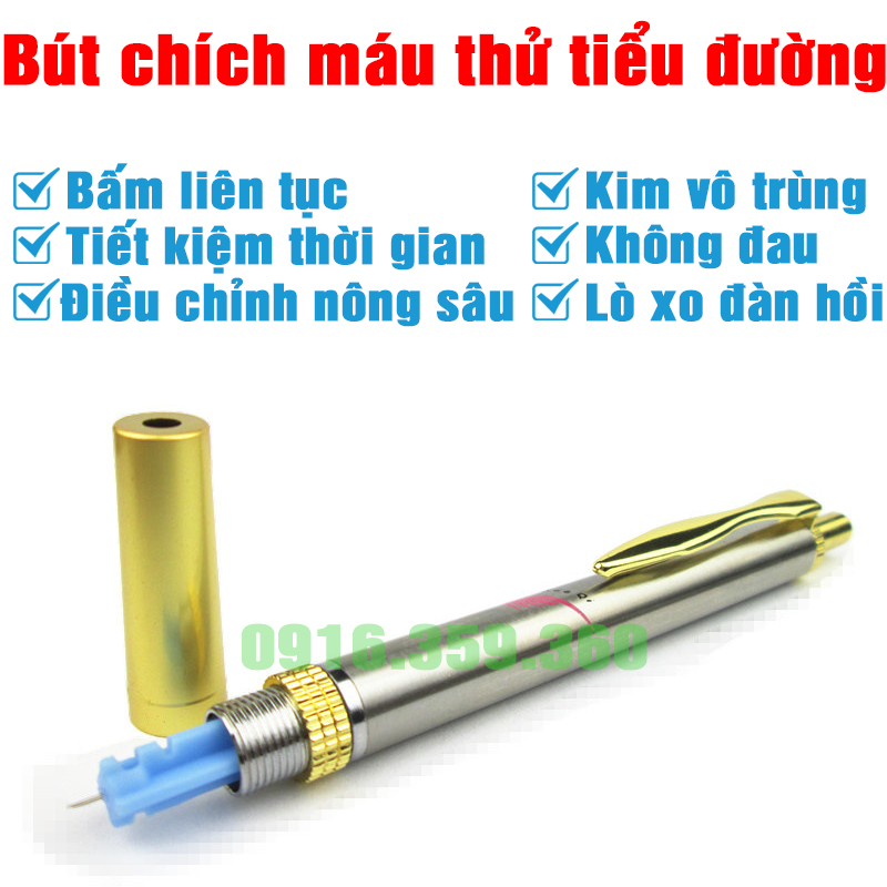 Bút chích máu bấm liên tục thử tiểu đường giác hơi một đầu kim