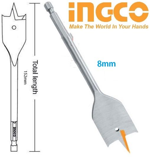 Mũi khoan 8li khoan gỗ đầu dẹp 8mm x 152mm ingco dbw2210801